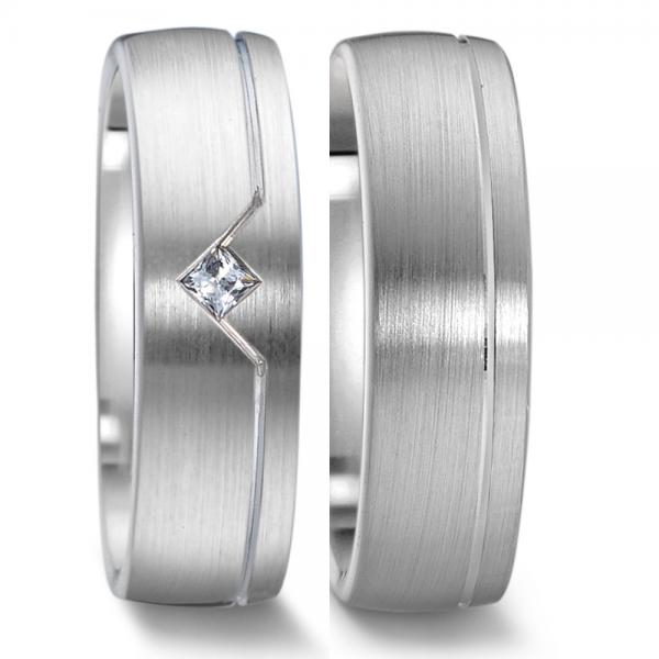 Trauringe Weissgold von Weidner 62140 + 72140